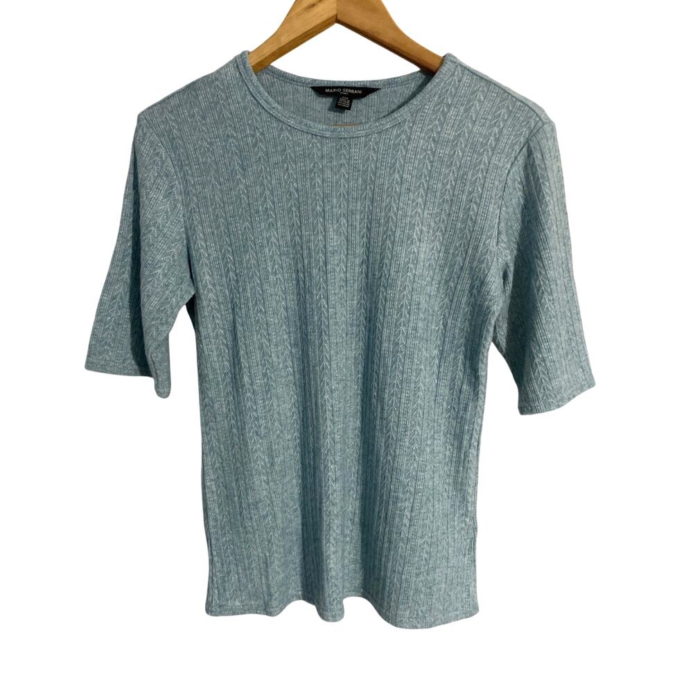 Mario Serrani Italy short sleeve sweater women’s size S blue textured